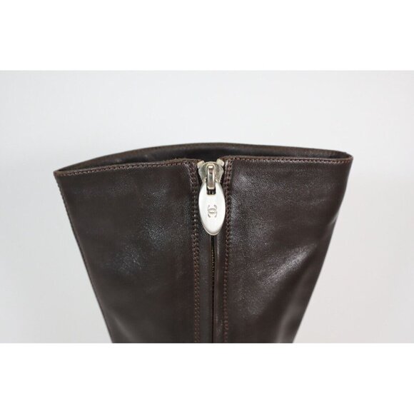 Chanel Brown Leather Mid-Calf Boots - Picture 5 of 7